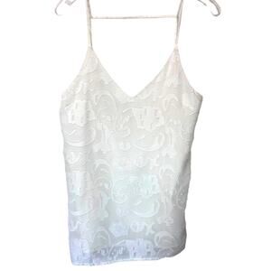 Promesa Wms White Burnout Spaghetti Strap Layered Tank Sz L Floral Applique